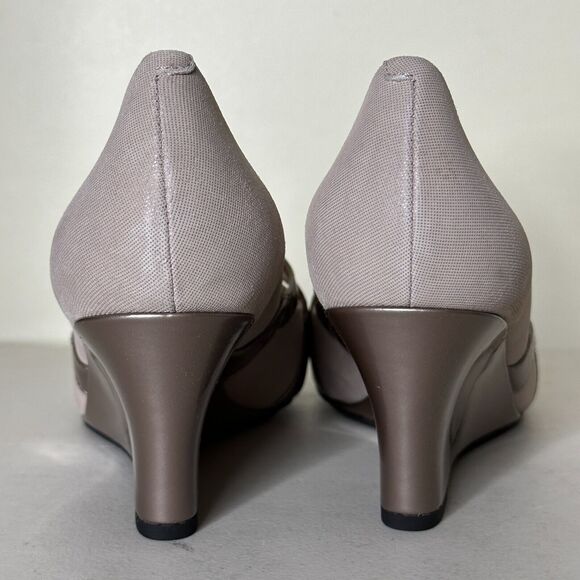 Ecco Belleair Wedge Dress Pumps Oyster Metallic Women’s 41/10-10.5 NWB Comfort - Picture 5 of 8